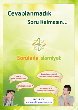 15 Ocak 2015 www.sorularlaislamiyet.com