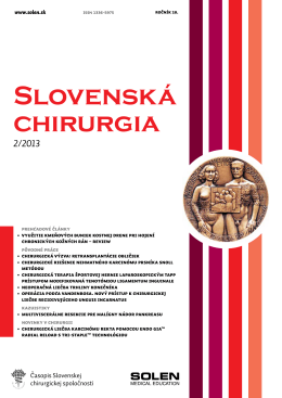 Slovenská chirurgia 2/2013 - Slovenská Chirurgická Spoločnosť