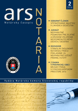 ars notaria 14-02 - Notárska komora Slovenskej republiky