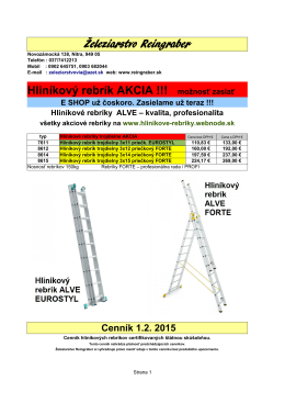 Železiarstvo Reingraber Hliníkový rebrík AKCIA !!! možnosť zaslať