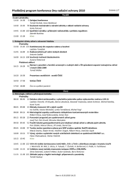 Předběžný program konference Dny radiační ochrany 2010
