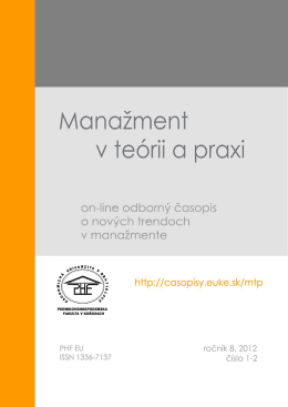 Číslo 1-2/2012 - Manažment v teórii a praxi