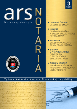 ars notaria 13-03 - Notárska komora Slovenskej republiky