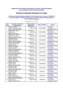 Zoznam osob rok 2014 - RUVZ so sídlom v Rimavskej Sobote