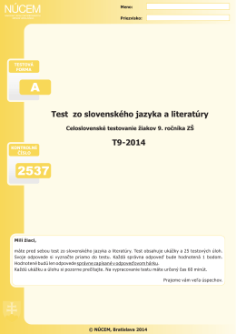 T9-2014/Test zo slovenského jazyka a literatúry