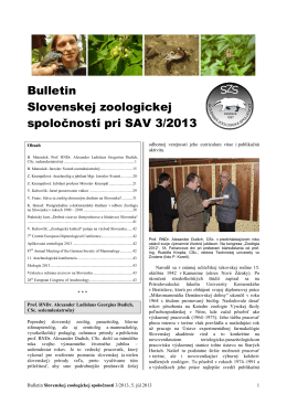 2013/3 - Slovenská zoologická spoločnosť pri SAV