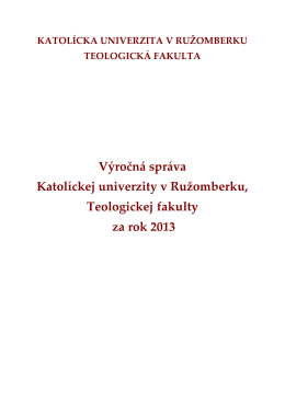 Výročn{ spr{va Katolíckej univerzity v Ružomberku, Teologickej