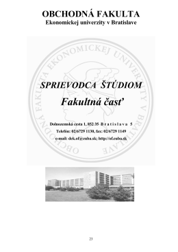 OBCHODNÁ FAKULTA - Ekonomická univerzita v Bratislave