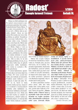 Farský časopis Radosť 1/2014
