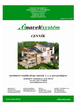 Kompletný cenník výrobkov Anaveksystém Apríl 2014 v PDF