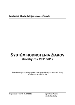 2. Systém hodnotenia žiakov na I. stupni