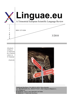 A Trimestrial European Scientific Language Review