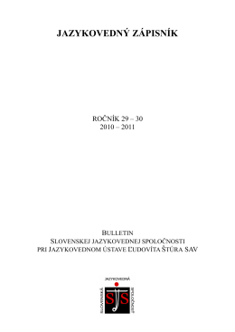 Jazykovedný zápisník 2010 – 2011