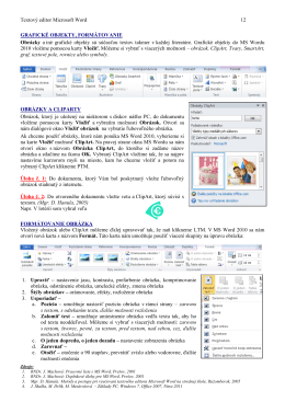 Textový editor Microsoft Word 12 GRAFICKÉ OBJEKTY