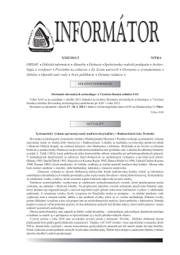 Informátor SAS XXII/2011/2 - Slovenská archeologická spoločnosť