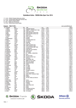 Výsledková listina - ŠKODA Bike Open Tour 2014