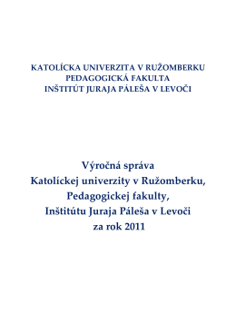 Výročná správa IJP 2011 - Inštitút Juraja Páleša v Levoči