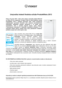 Umývačka Indesit finalista súťaže ProduktRoku 2013
