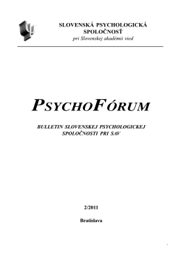 psychofórum - Slovenská psychologická spoločnosť pri SAV