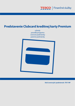 Úverové podmienky pre Clubcard kreditnú kartu Premium