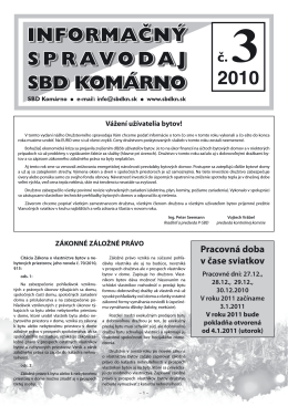 Spravodaj 2010 / 03 - Stavebné bytové družstvo Komárno