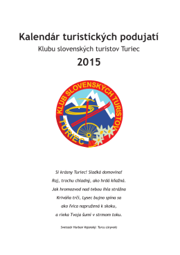 Kalendár turistických podujatí KST Turiec na rok 2015