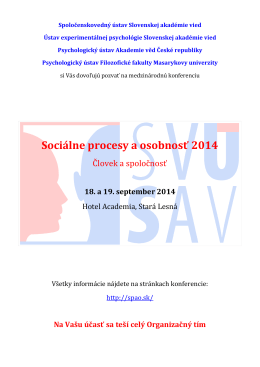 Sociálne procesy a osobnosť 2014