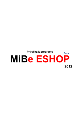 Príručka MiBe ESHOP - Internetový obchod