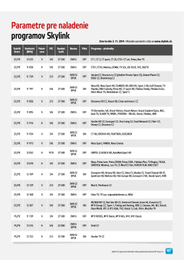 Parametre pre naladenie programov Skylink