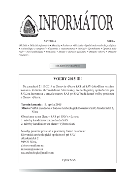 Informátor SAS XXV/2014/2 - Slovenská archeologická spoločnosť