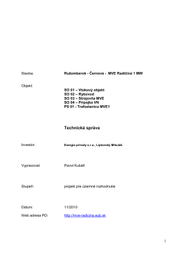 Technická správa - Malá vodná elektráreň Radičiná