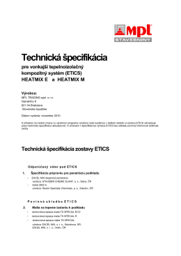 Technická špecifikácia zostavy ETICS