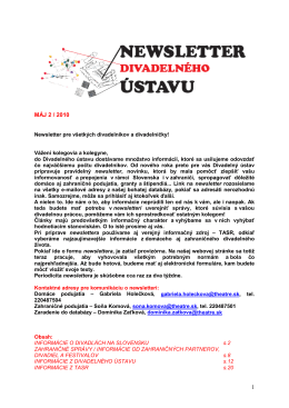 Newsletter Divadelného ústavu Máj 2/ 2010 (pdf