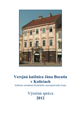 Výročná správa VKJB - rok 2012 - Verejná knižnica Jána Bocatia