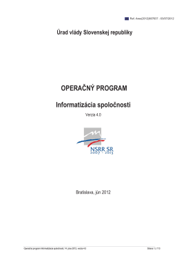Operačný program Informatizácia spoločnosti (OPIS), verzia