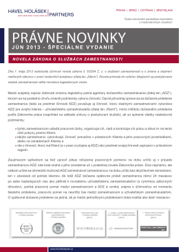 PRÁVNE NOVINKY - Havel, Holásek & Partners