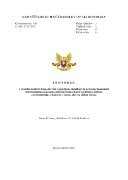 Protokol o výsledku kontroly NKÚ a Dodatok č. 1