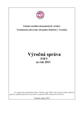 Výročná správa FSEV za rok 2011 - Fakulta sociálno