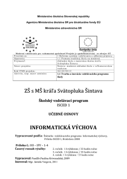 ZŠ s MŠ kráľa Svätopluka Šintava INFORMATICKÁ VÝCHOVA