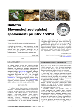 2013/1 - Slovenská zoologická spoločnosť pri SAV