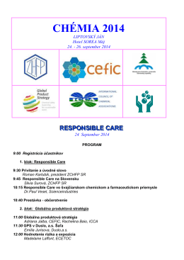 CHÉMIA 2014 Responsible Care - program