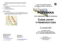 (Pozvánka CJvPČ V - SJ) - Ekonomická univerzita v Bratislave