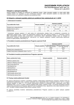 SADZOBNÍK POPLATKOV - Tatra Asset Management