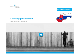 Company presentation - HSG Zander Slovakia