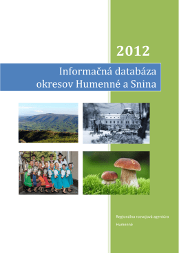 Informačná databáza - Regionálna rozvojová agentúra Humenné