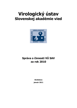 Výročná správa Virologického ústavu SAV 2010 [PDF]