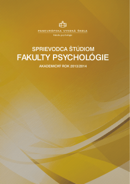 FAKULTY PSYCHOLÓGIE - Paneurópska vysoká škola