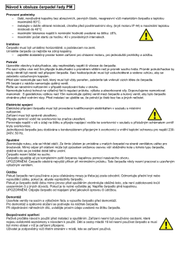 Návod k obsluze čerpadel řady PM