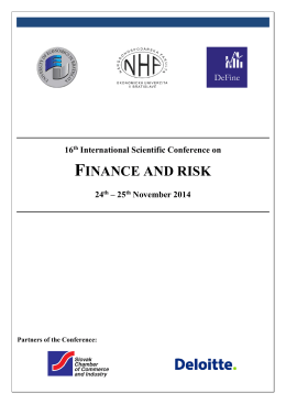 16th International Scientific Conference on FINANCE AND RISK