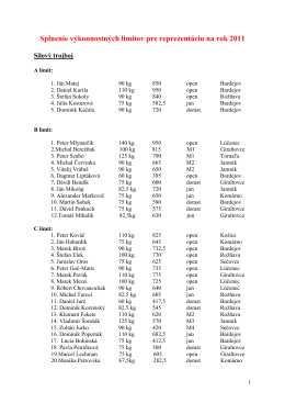 Zoznam pretekárov ktorí splnili reprezentačný limit z roku 2010